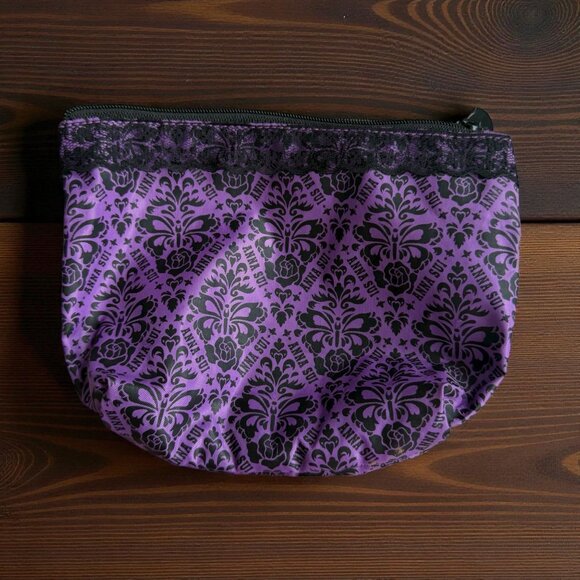 Anna Sui Handbags - ANNA SUI Purple Black Patterned Makeup Travel Cosmetic Bag NEW NWOT